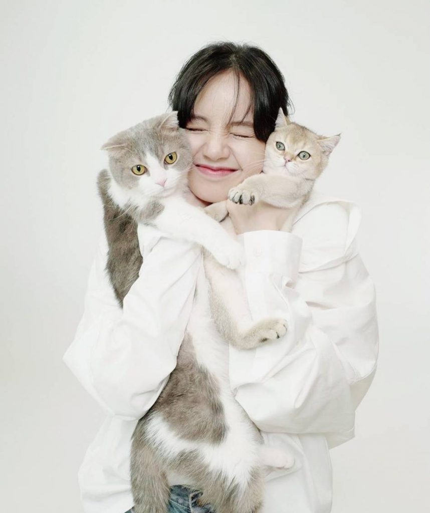 Lisa带宠物猫拍证件照 怀抱猫咪俏皮可爱