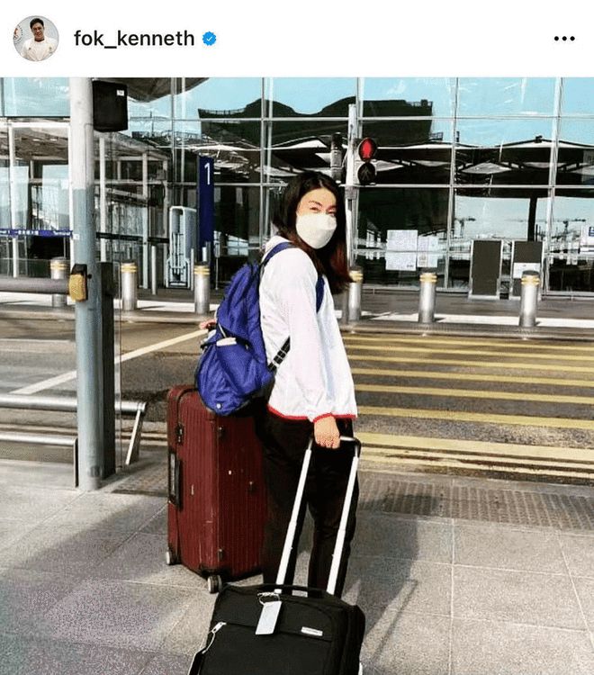郭晶晶前往日本任奥运跳水评委 霍启刚为爱妻送行