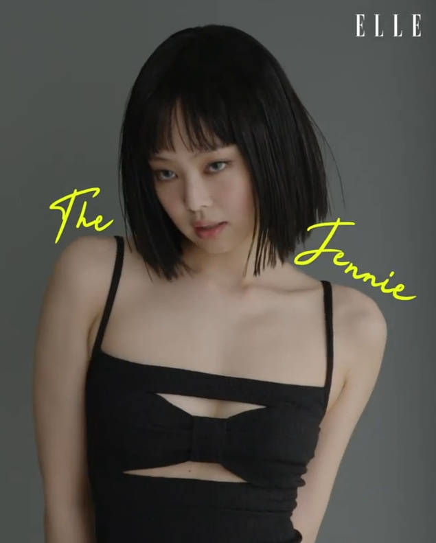JENNIE短发造型曝光 黑发齐刘海甜美酷飒