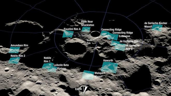 NASA公布重返月球计划登陆点，13个候选位置均位于南极附近 