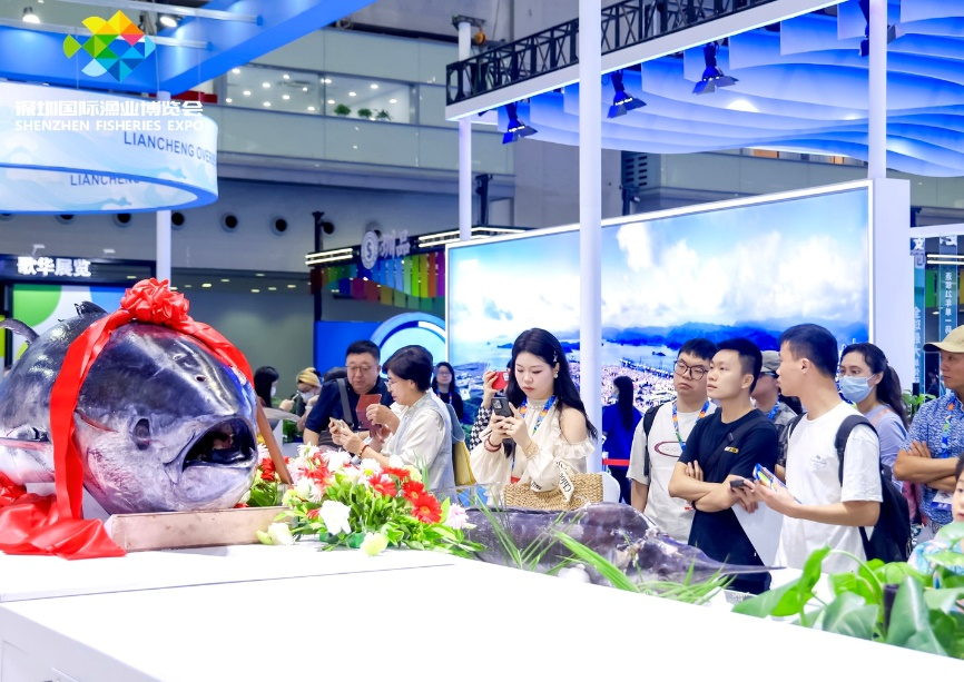 超800斤蓝鳍金枪鱼亮相渔博会!联成渔业成就一场视觉和味觉的双重盛宴