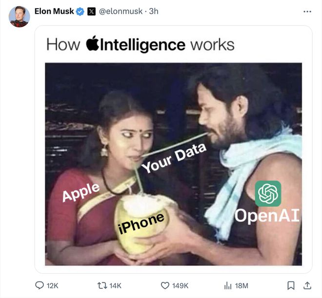 马斯克反对苹果系统接入GPT：指其出卖用户数据，威胁禁用iPhone