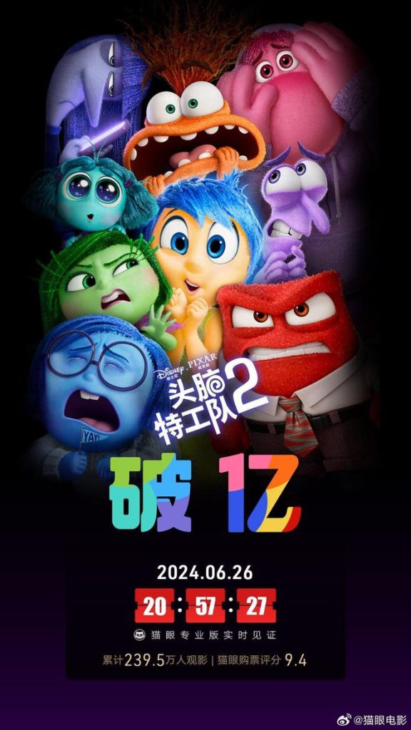 电影《头脑特工队2》总票房破亿
