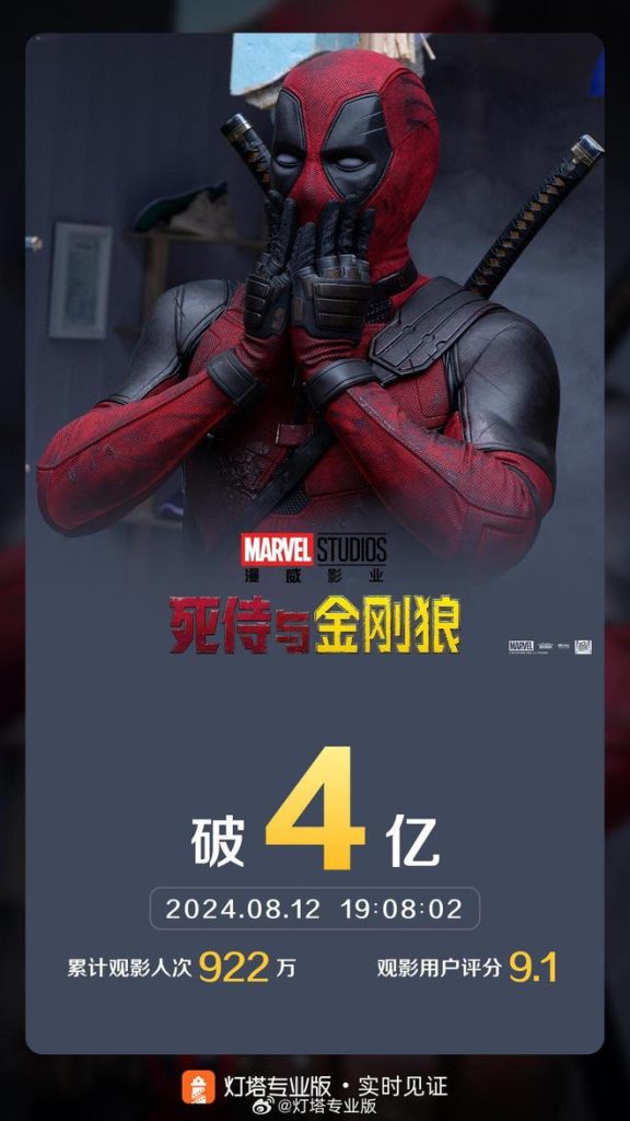 《死侍与金刚狼》内地票房突破4亿