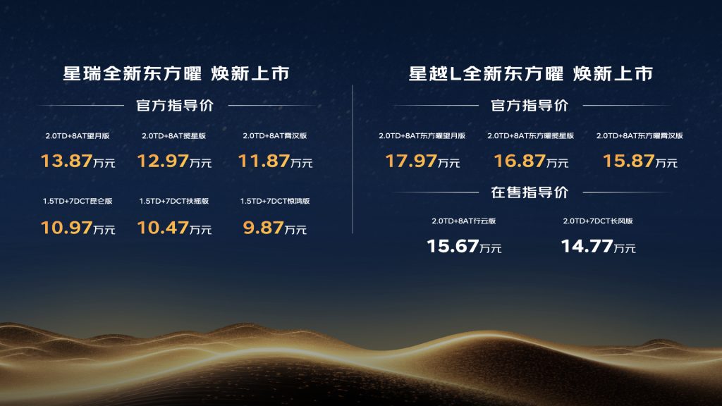 吉利中国星官宣形象代言人欧豪,全新东方曜系列上市官方指导价9.87万起