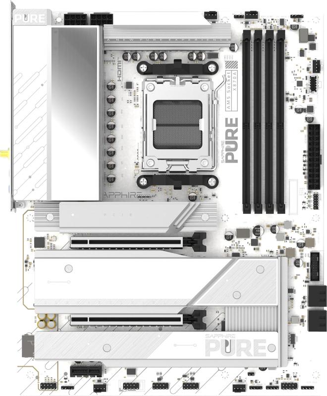 蓝宝石PURE极地X870A WIFI 7主板外观、规格曝光，白银灰设计