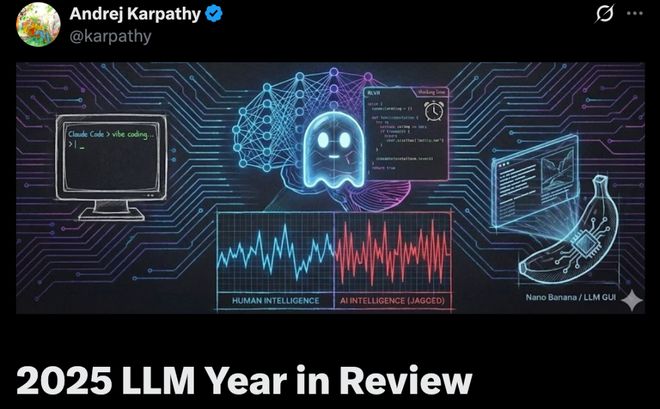 Andrej Karpathy 年度总结：Nano Banana最为震撼， 指向下一代 AI GUI 的雏形