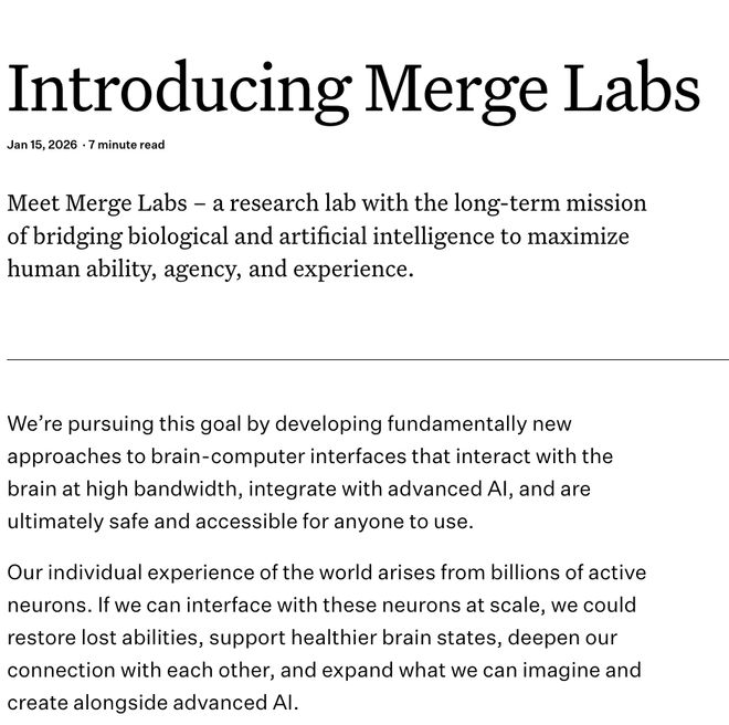 OpenAI、“G胖”参投 脑机高带宽接口初创公司Merge完成豪华种子轮融资