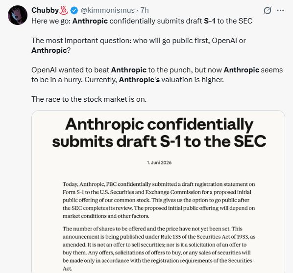 深夜突发!OpenAI还在准备,Anthropic抢先秘密递交招股书,估值万亿美元