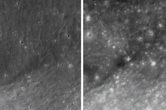 SpaceX猎鹰9号火箭撞击月球，韩国探测器拍到撞击区域影像
